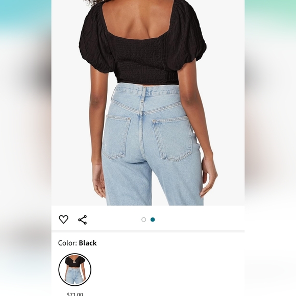 ASTR womens tie front puff sleeve crop top - Picture 3 of 4